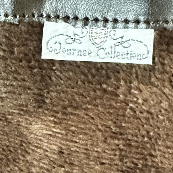 Journee Collection Sz 10 Brown Knee High Boots Red Zipper Brass Stud Faux Fur - Picture 15 of 16